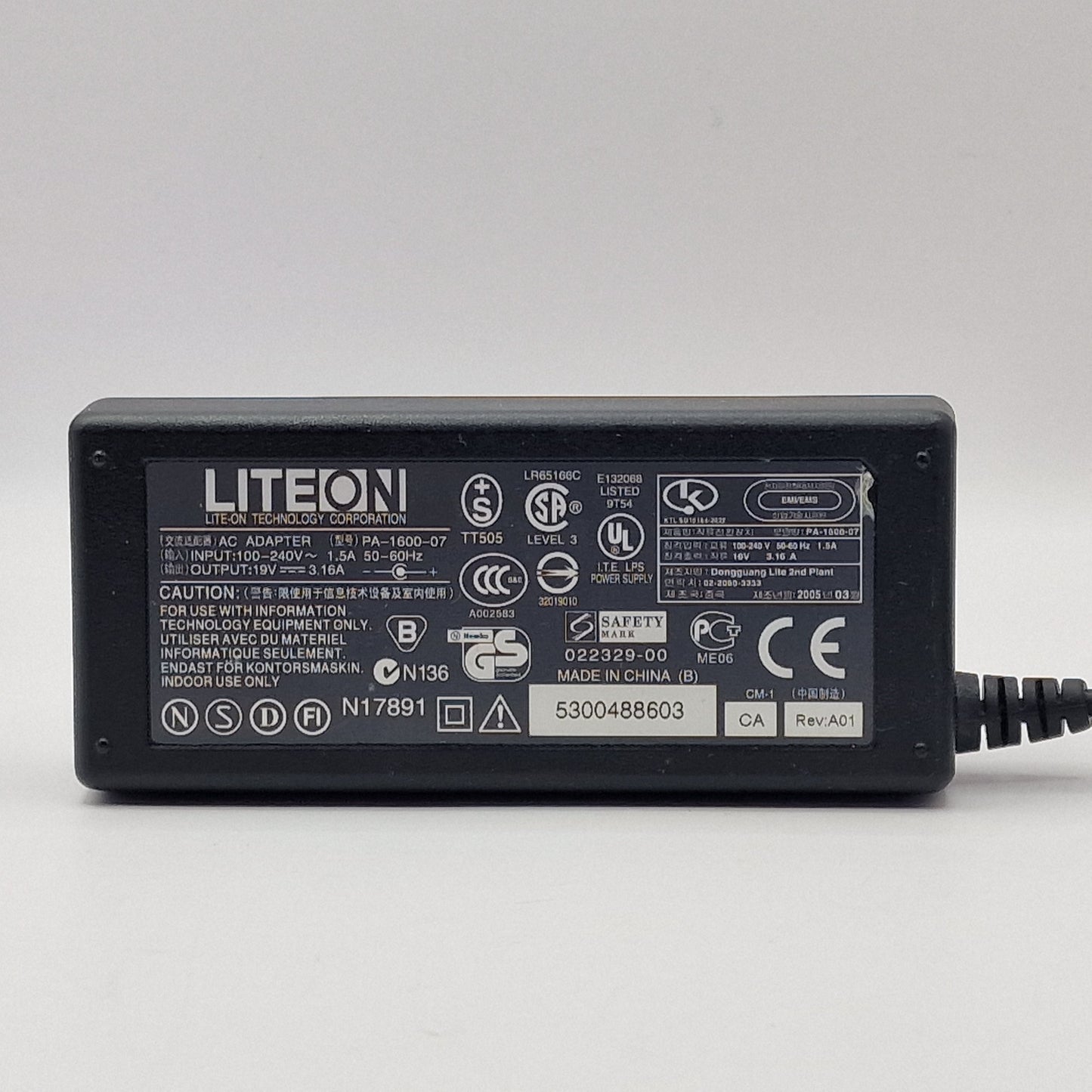 19V 3.42A 65W AC Genuine LITEON PA-1600-07 POWER CHARGER ADPATER - AVOLVE