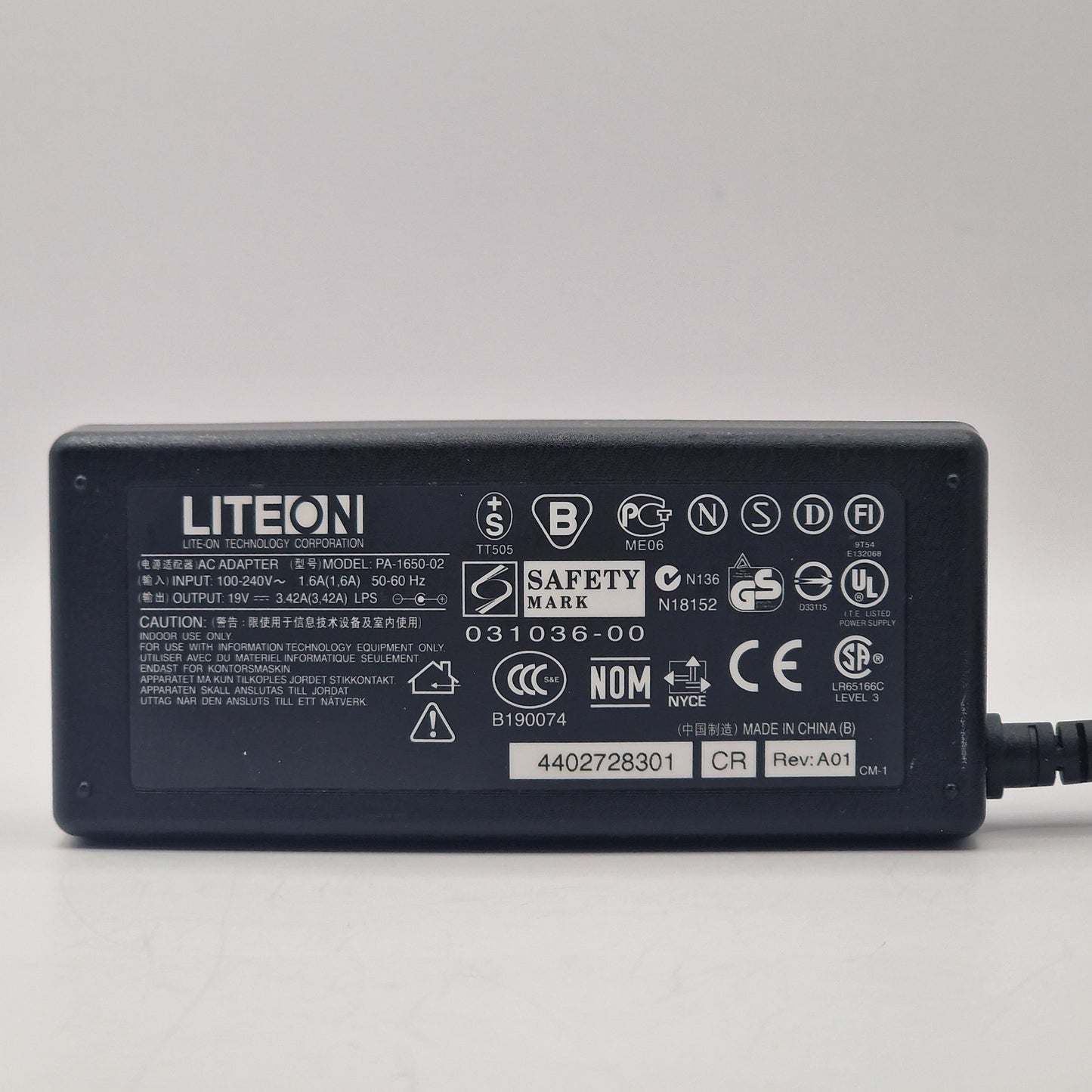 19V 3.42A 65W AC Genuine LITEON PA-1650-02 POWER CHARGER ADAPTER UK - AVOLVE