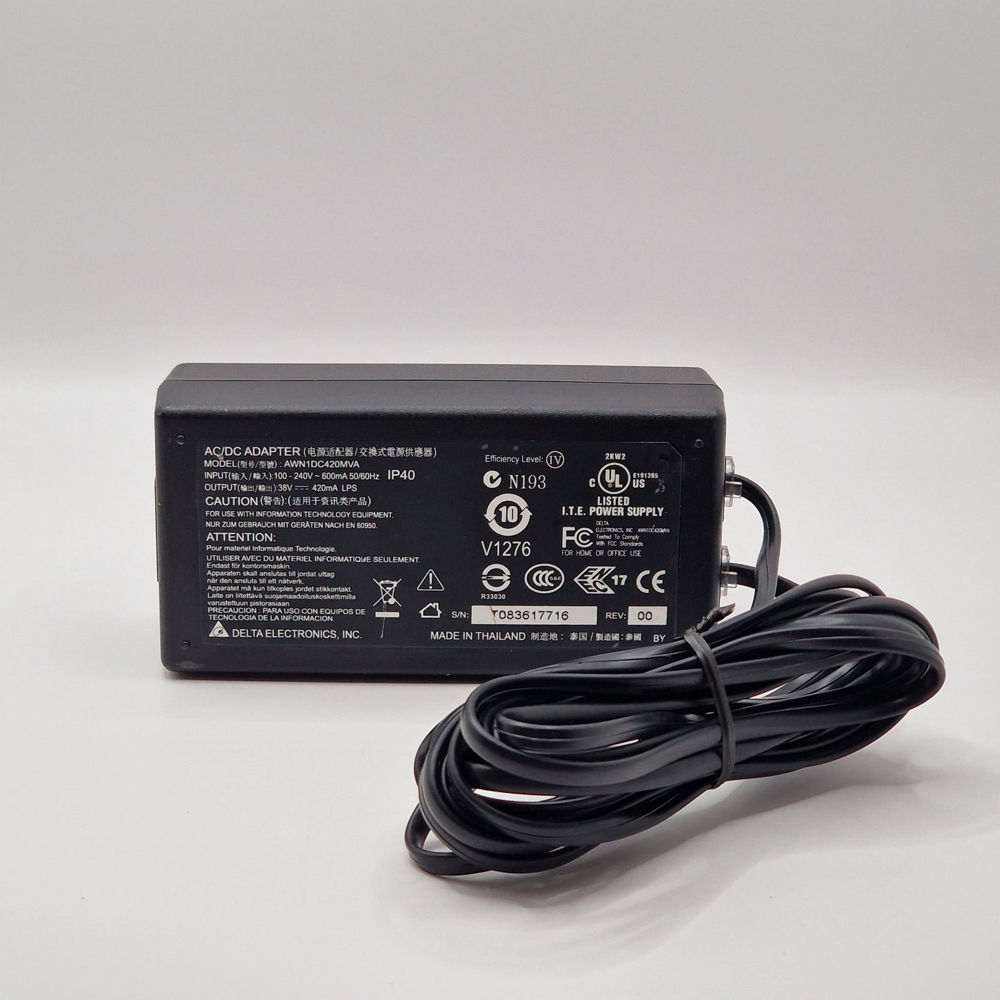 38V 420mA AC DELTA AWN1DC420MVA POWER CHARGER ADAPTER UK - AVOLVE