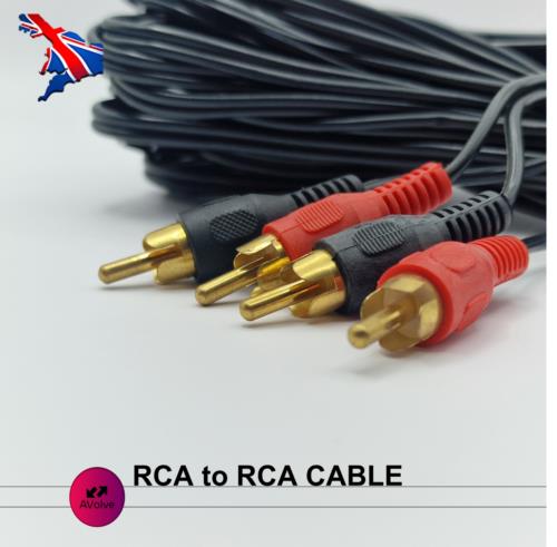 RCA to RCA Cable Stereo Audio Twin Phono Lead 2 x Male To Male Plug 10M - AVOLVE