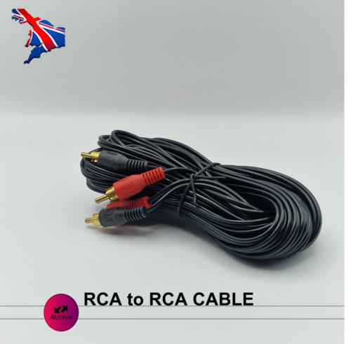 RCA to RCA Cable Stereo Audio Twin Phono Lead 2 x Male To Male Plug 10M - AVOLVE