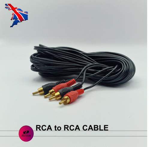 RCA to RCA Cable Stereo Audio Twin Phono Lead 2 x Male To Male Plug 10M - AVOLVE