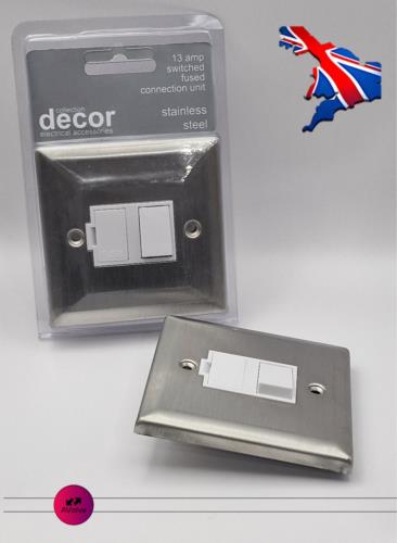 DECOR - Brushed Stainless Steel 13amp Switched Fuse Spur - AVOLVE