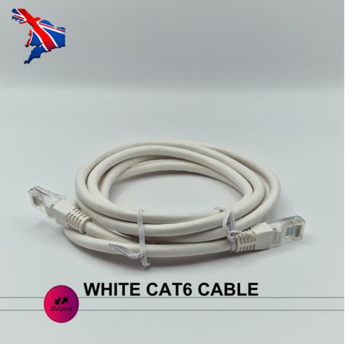 Ethernet Cable RJ45 Cat6 Network Copper LAN Fast Internet Patch Lead White CAT 6 - AVOLVE