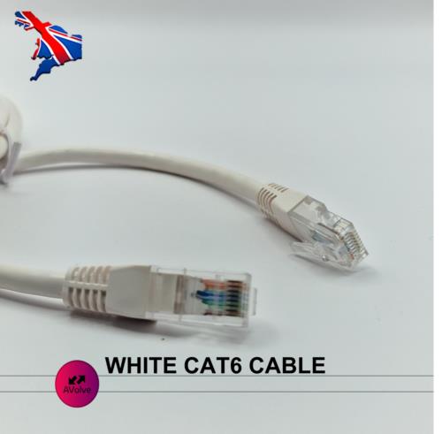 Ethernet Cable RJ45 Cat6 Network Copper LAN Fast Internet Patch Lead White CAT 6 - AVOLVE