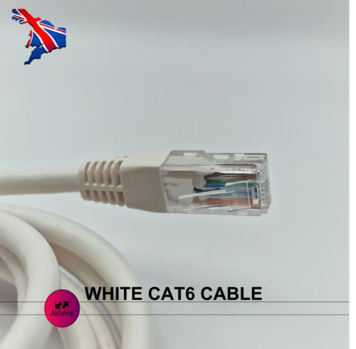 Ethernet Cable RJ45 Cat6 Network Copper LAN Fast Internet Patch Lead White CAT 6 - AVOLVE