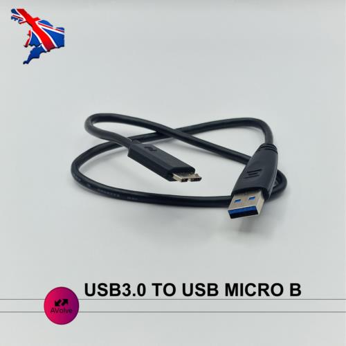 USB 3.0 50cm Type A Male Plug to Micro B USB Cable Lead HDD Hard Drive - AVOLVE