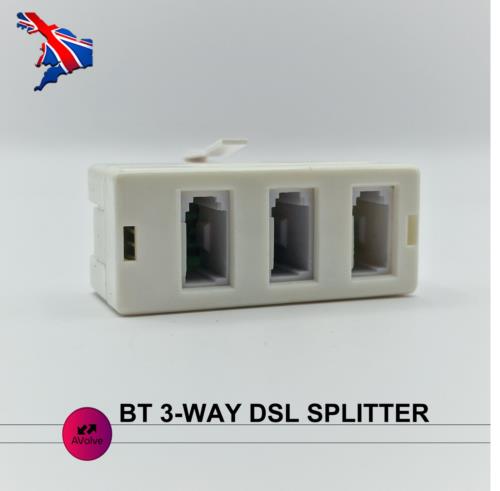 3 Way Telephone Splitter BT Triple Socket Line 3 phones to 1 phone socket UK - AVOLVE