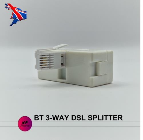 3 Way Telephone Splitter BT Triple Socket Line 3 phones to 1 phone socket UK - AVOLVE