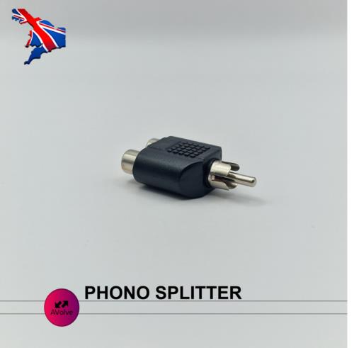 Dual Phono / RCA Sockets to Single Phono / RCA Plug, 2 x Female to 1 x Male - AVOLVE