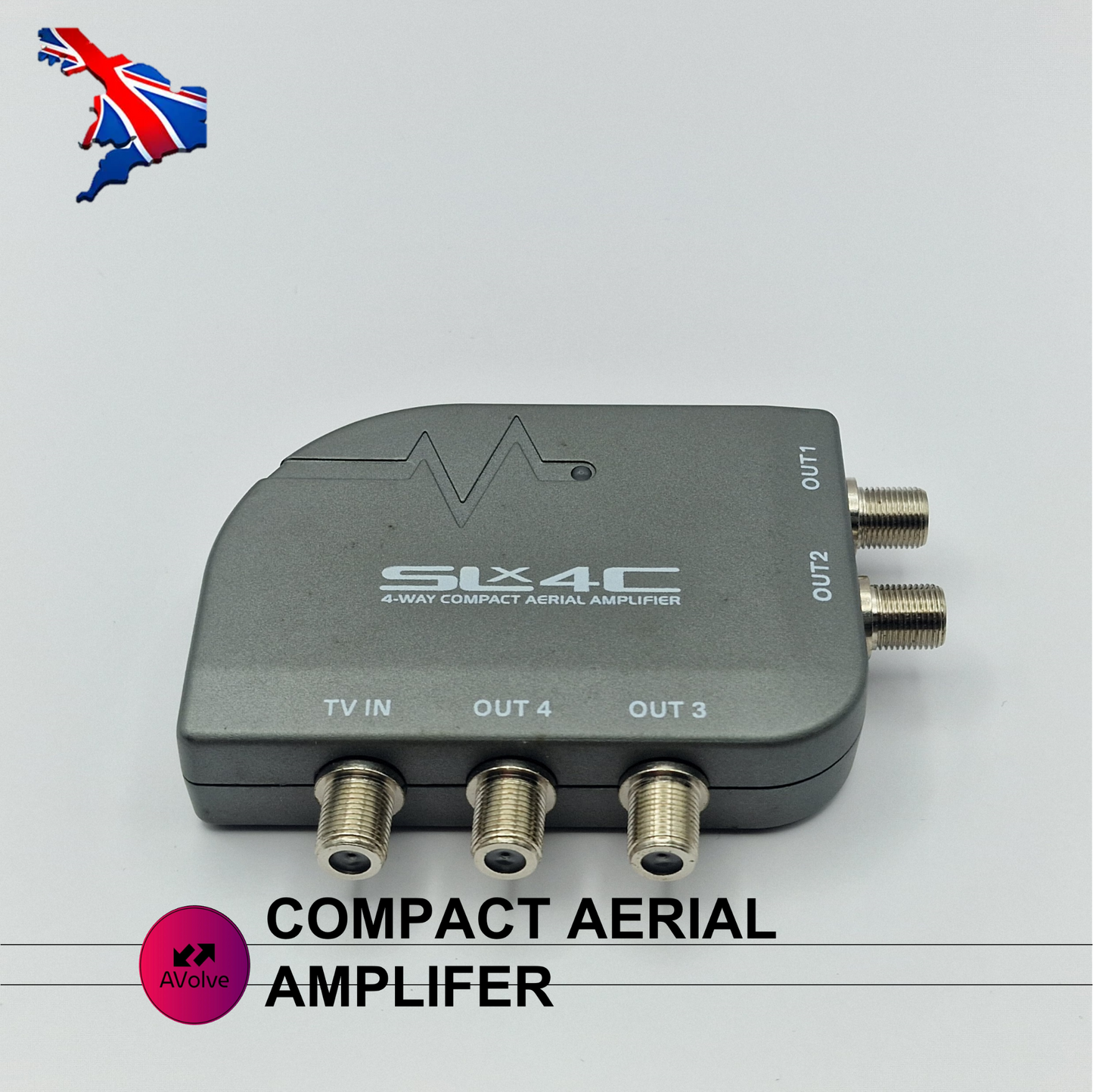 SLX4CF 4-WAY COMPACT AERIAL AMPLIFIER 4G READY SKY SKY+ DIGI-LINK WALL MOUNTABLE - AVOLVE