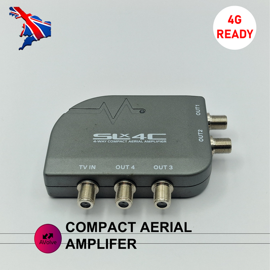 SLX4CF 4-WAY COMPACT AERIAL AMPLIFIER 4G READY SKY SKY+ DIGI-LINK WALL MOUNTABLE - AVOLVE