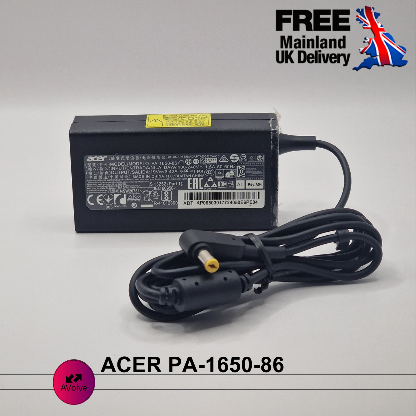 19V 3.42A 65W AC Genuine ACER PA-1650-86 POWER CHARGER ADPATER UK - AVOLVE