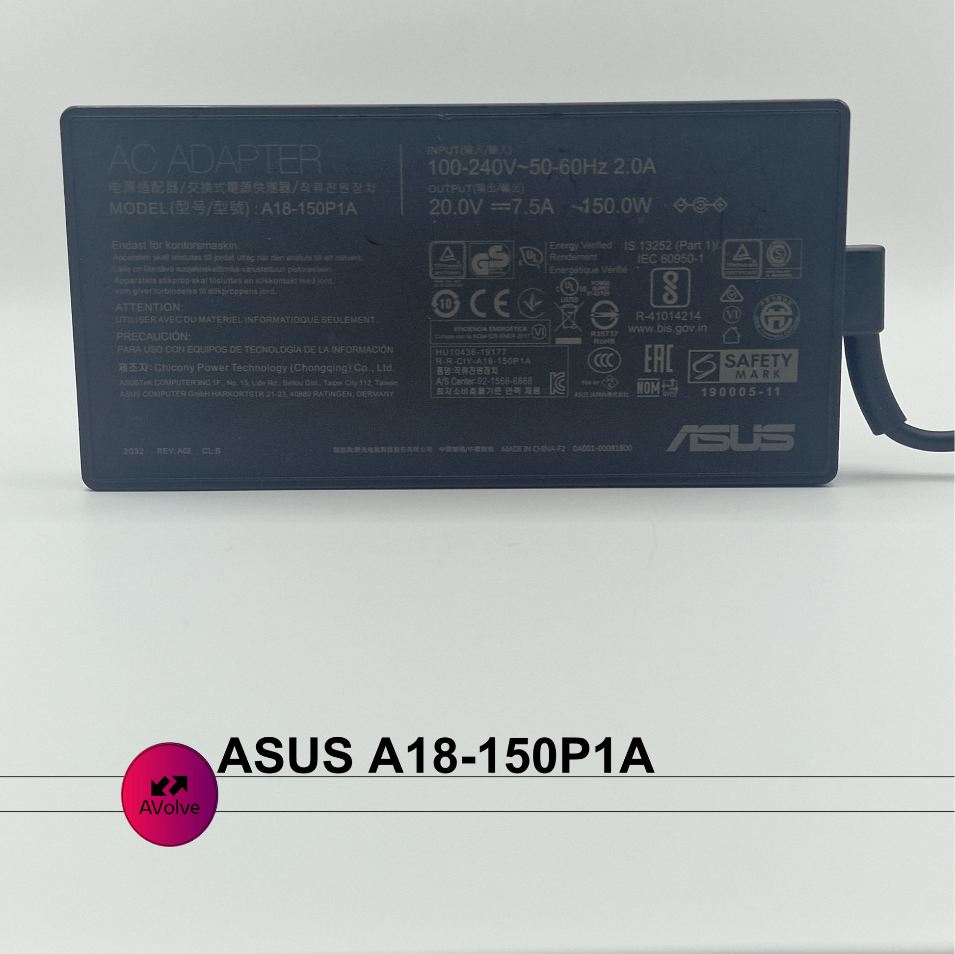 20V 7.5A 150W AC Genuine ASUS A18-150P1A POWER CHARGER ADPATER TUF FX505GT-BI5N7 - AVOLVE