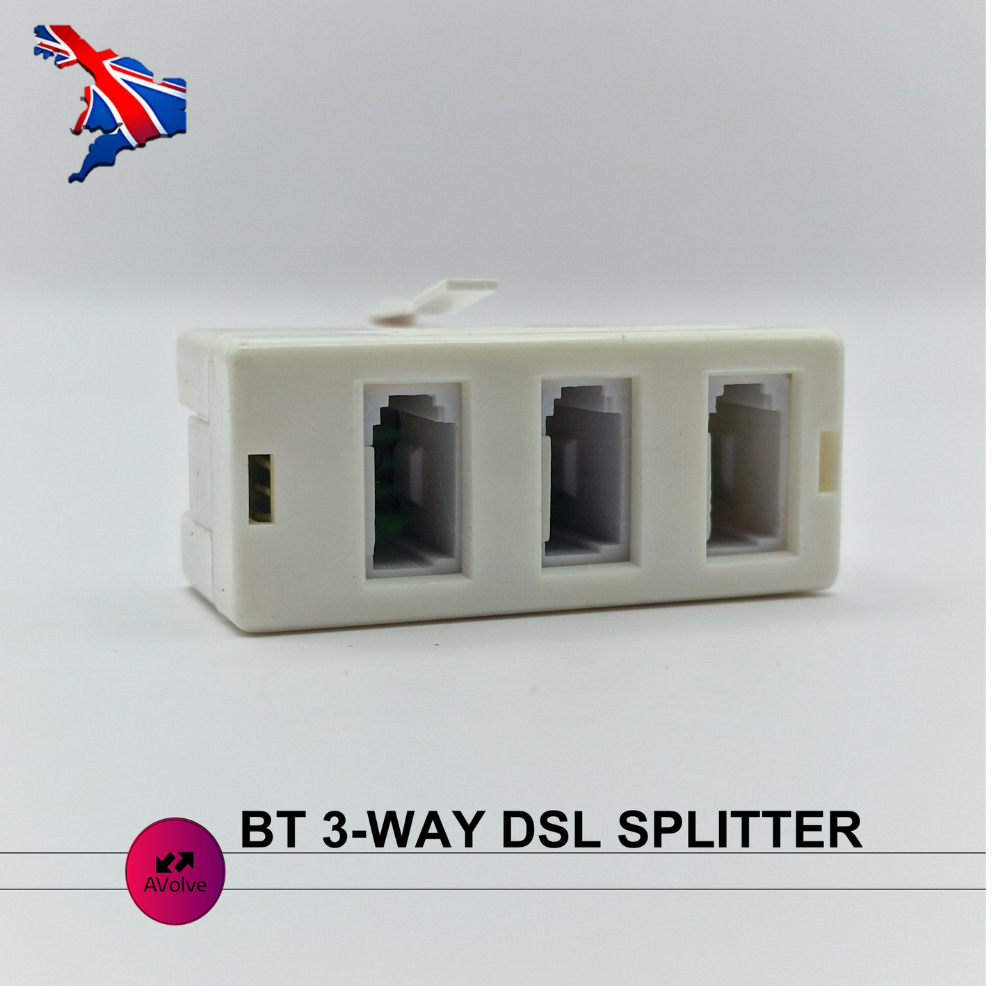 BT 3 Way Telephone Splitter Double Adaptor Phone Line Socket 3 Port Y Adapter UK - AVOLVE