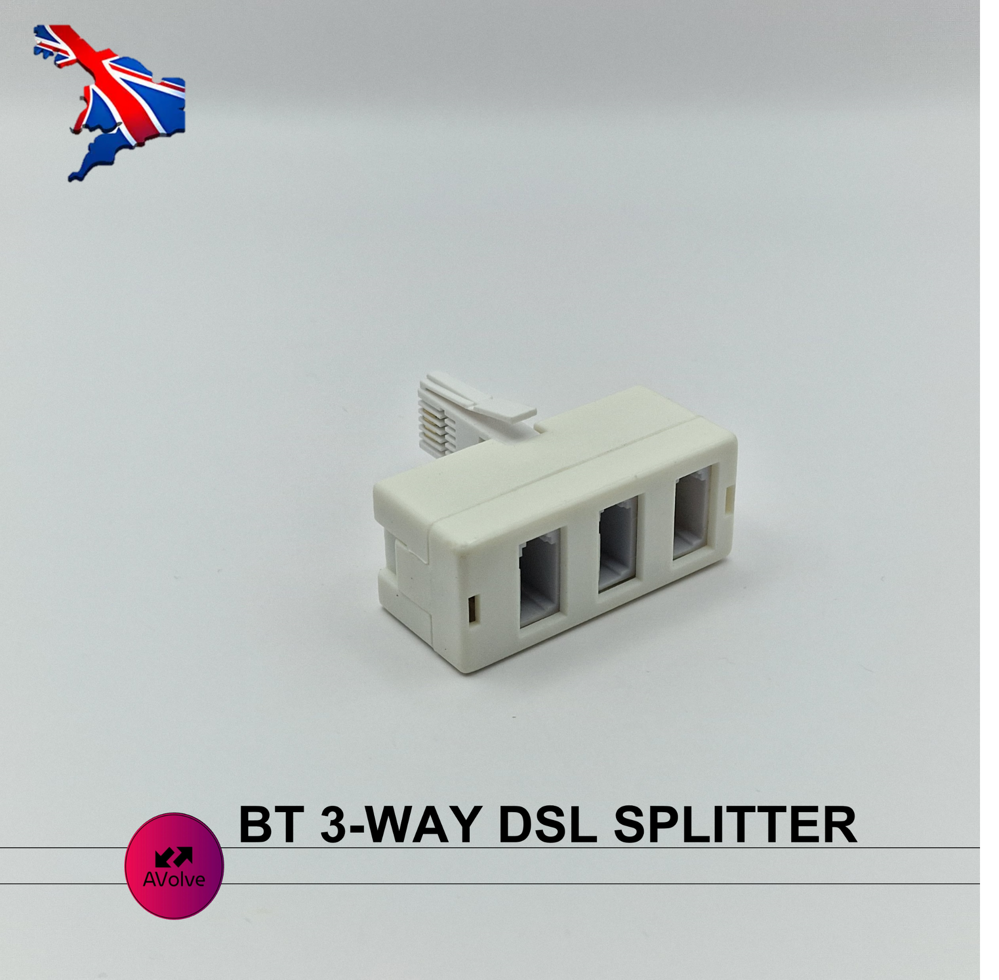 BT 3 Way Telephone Splitter Double Adaptor Phone Line Socket 3 Port Y Adapter UK - AVOLVE