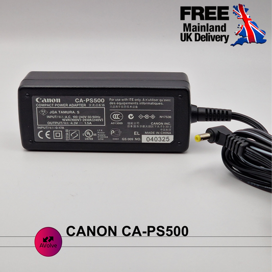 4.3V 1.5A 7W AC Genuine CANON CA-PS500 ACK500 POWER CHARGER ADPATER UK - AVOLVE