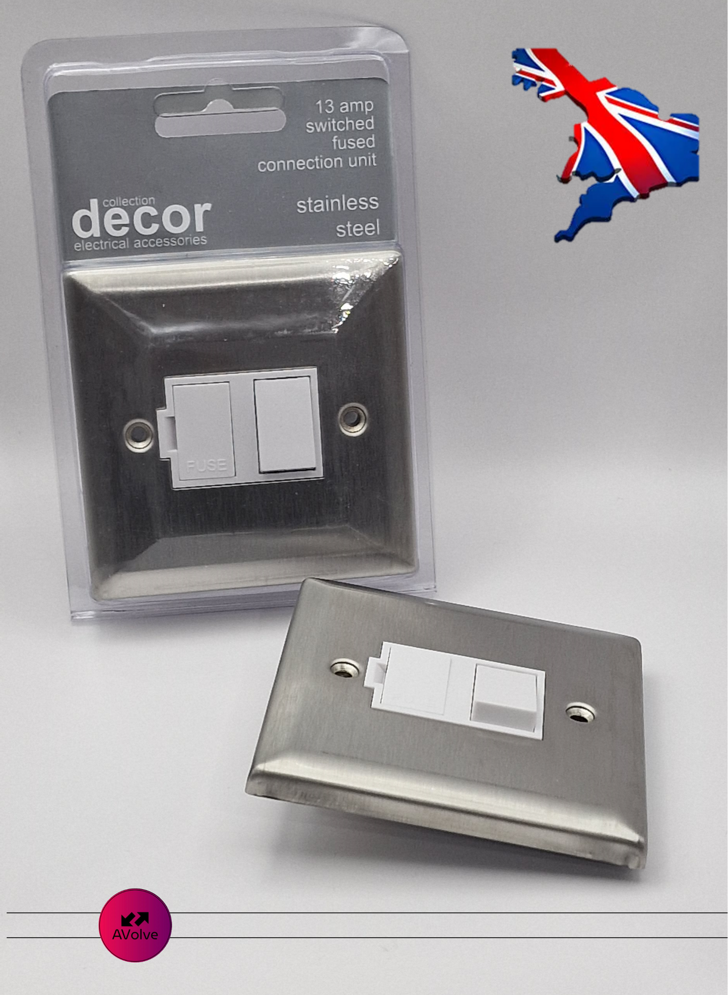 DECOR - 13AMP SWITCHED FUSE SPUR - FRIDGE FREEZER/COOKER/BOILER MAINS - AVOLVE