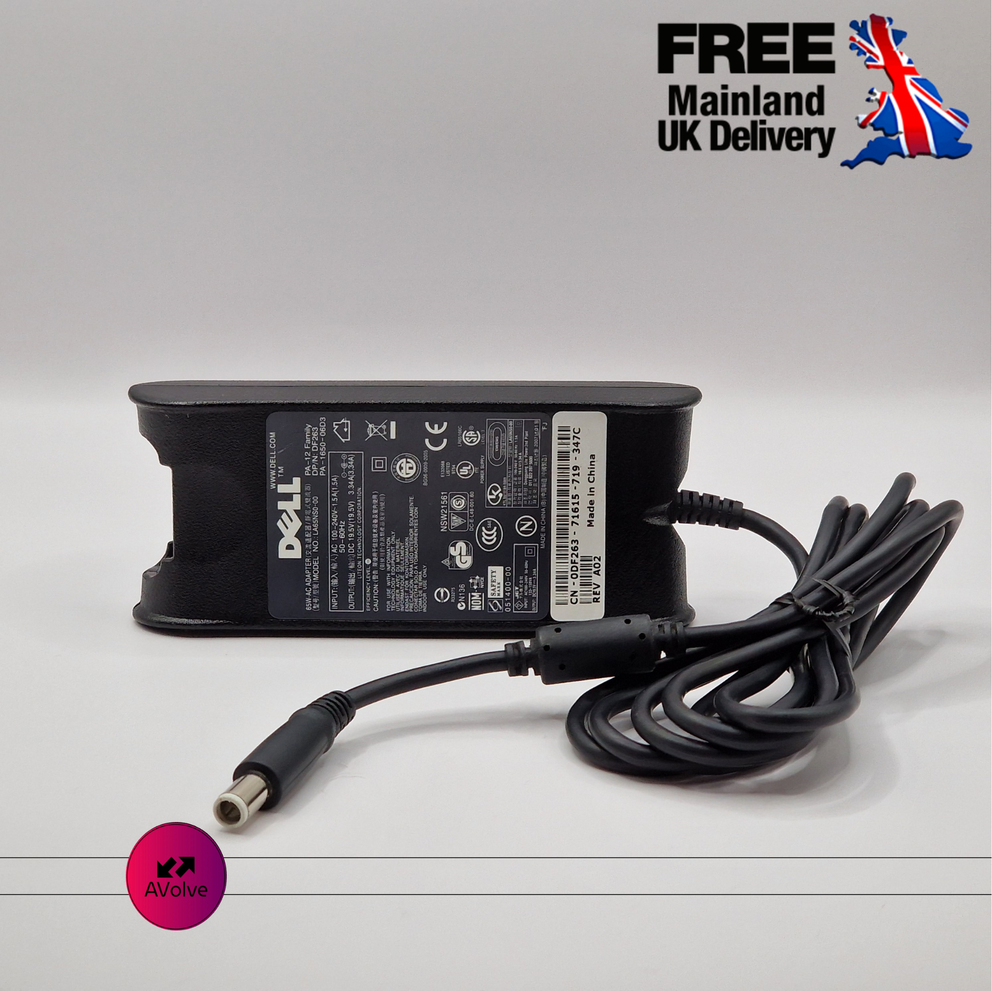 19.5V 3.34A 65W AC Genuine DELL LA65NS0-00 PA-1650-06D3 POWER CHARGER ADPATER UK - AVOLVE