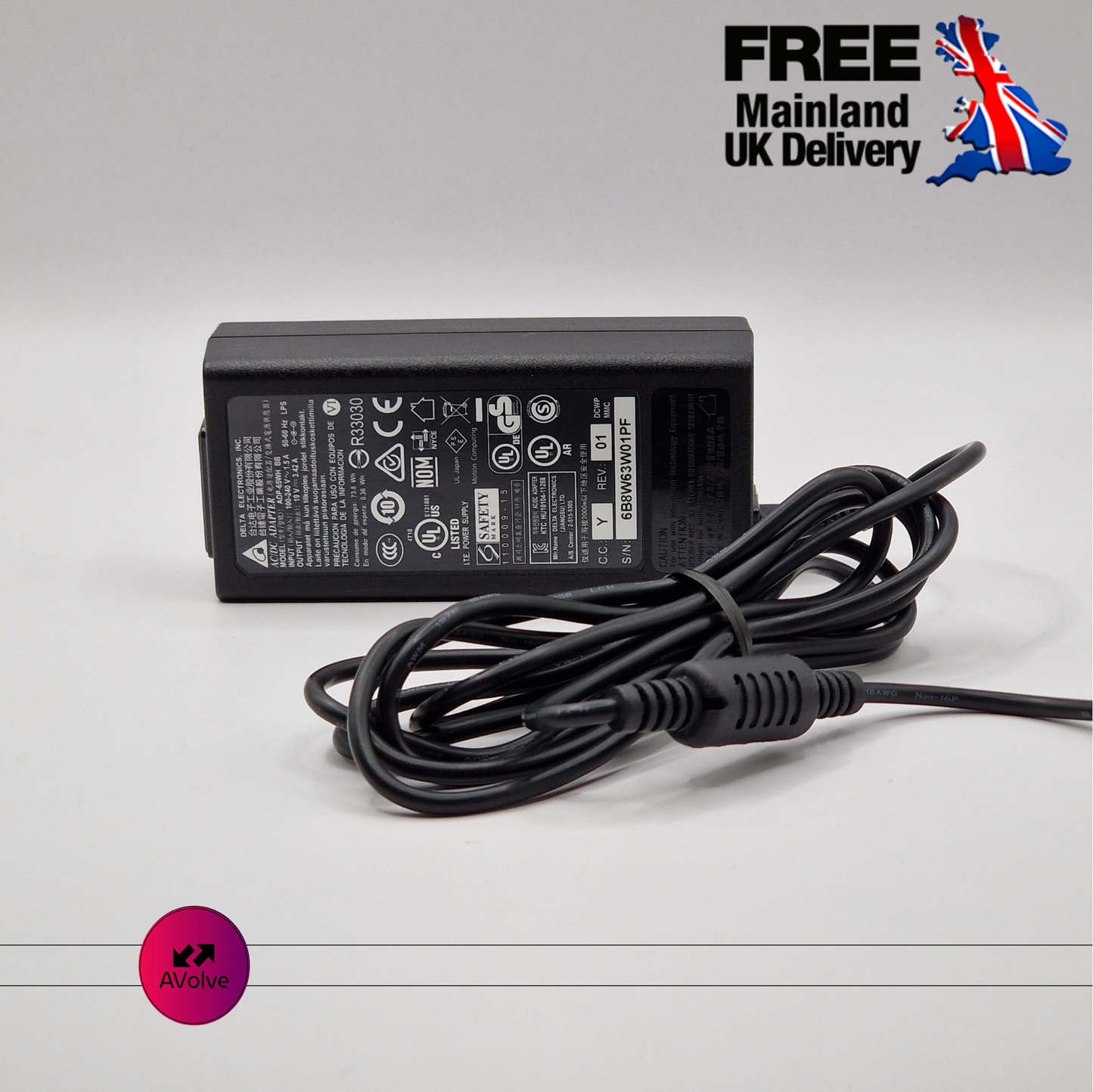 19V 3.42A 65W AC Genuine DELTA ADP-65WH BB POWER CHARGER ADPATER UK - AVOLVE