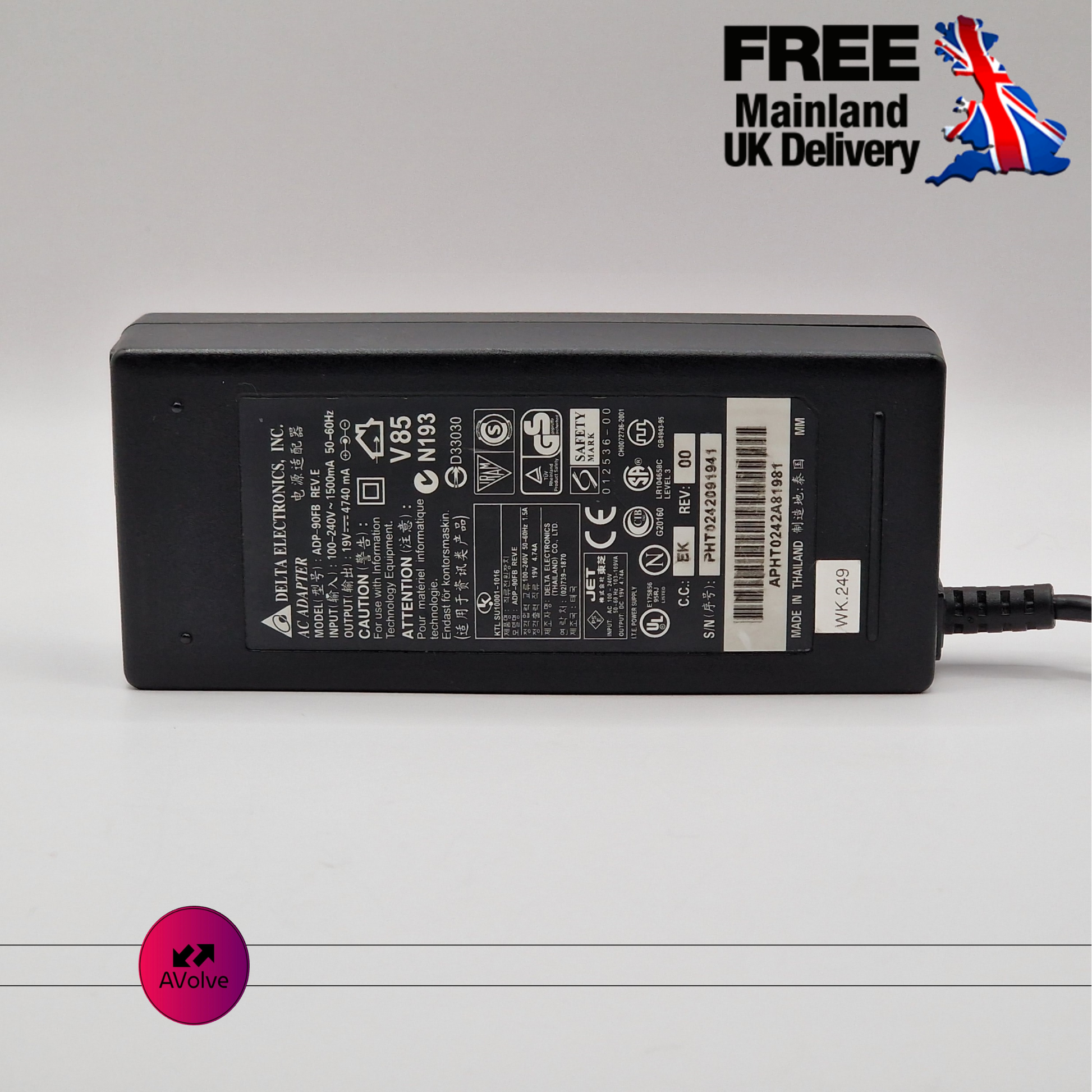 19V 4.74A 90W AC Genuine DELTA ADP-90FB POWER CHARGER ADPATER UK - AVOLVE