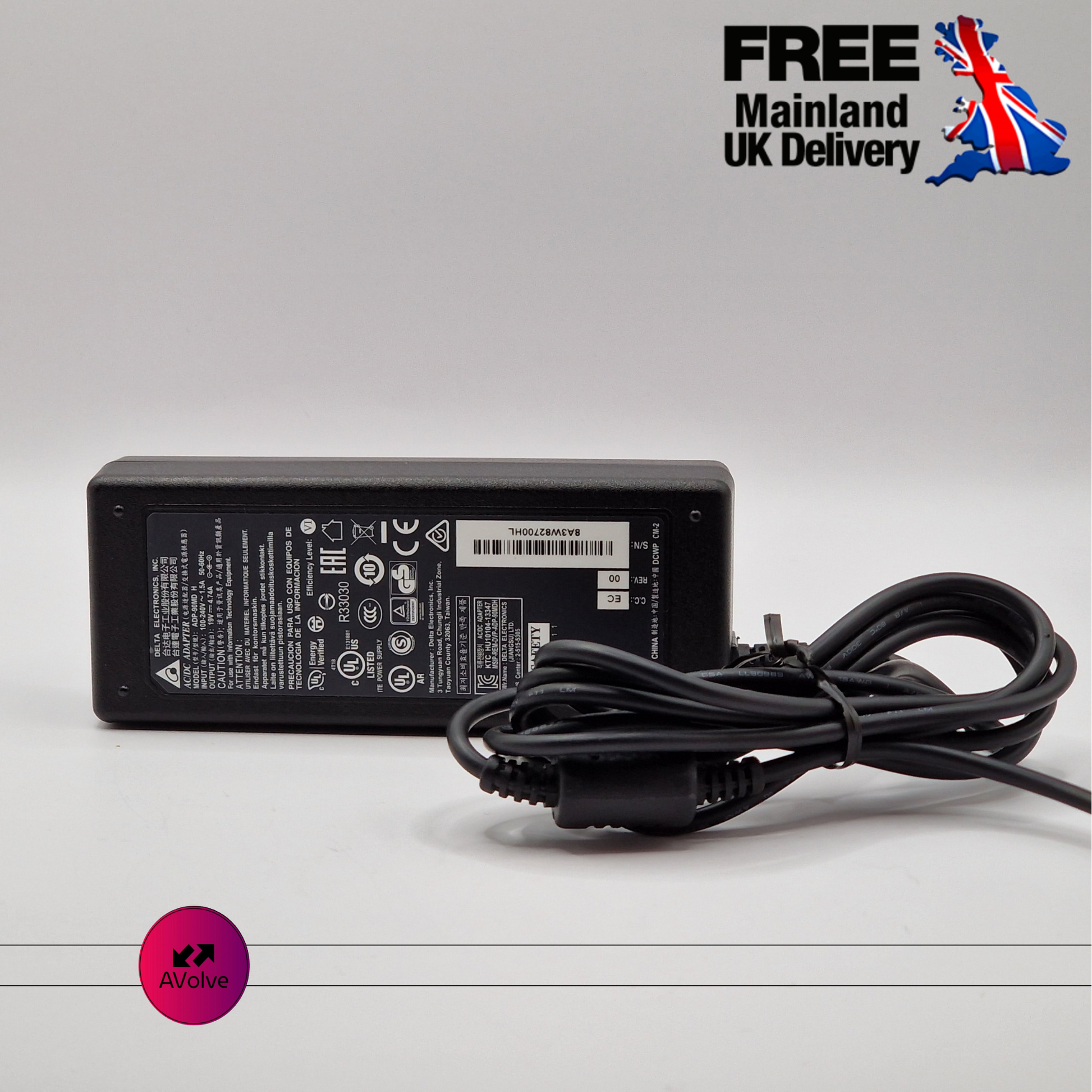 19V 4.74A 90W AC Genuine  DELTA ADP-90MD H POWER CHARGER ADPATER UK - AVOLVE