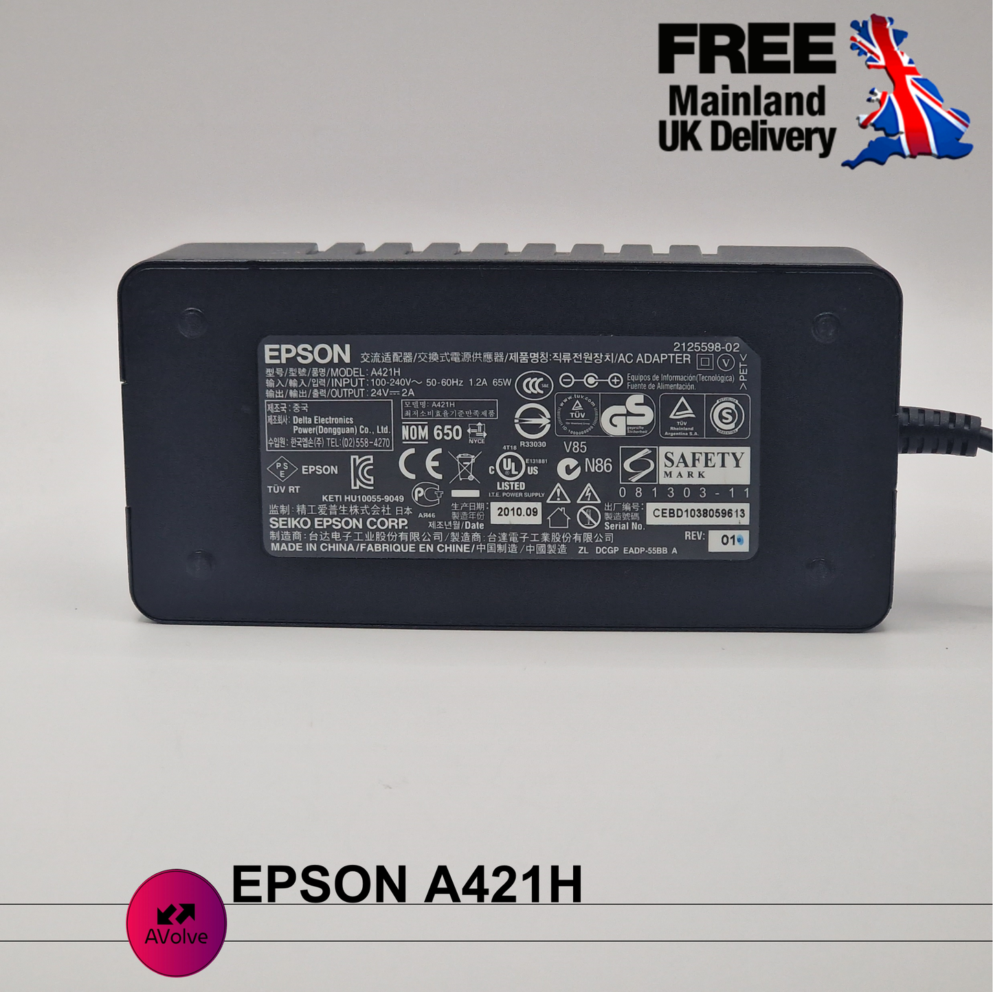 24V 2.0A 50W AC Genuine EPSON A421H POWER CHARGER ADPATER UK - AVOLVE