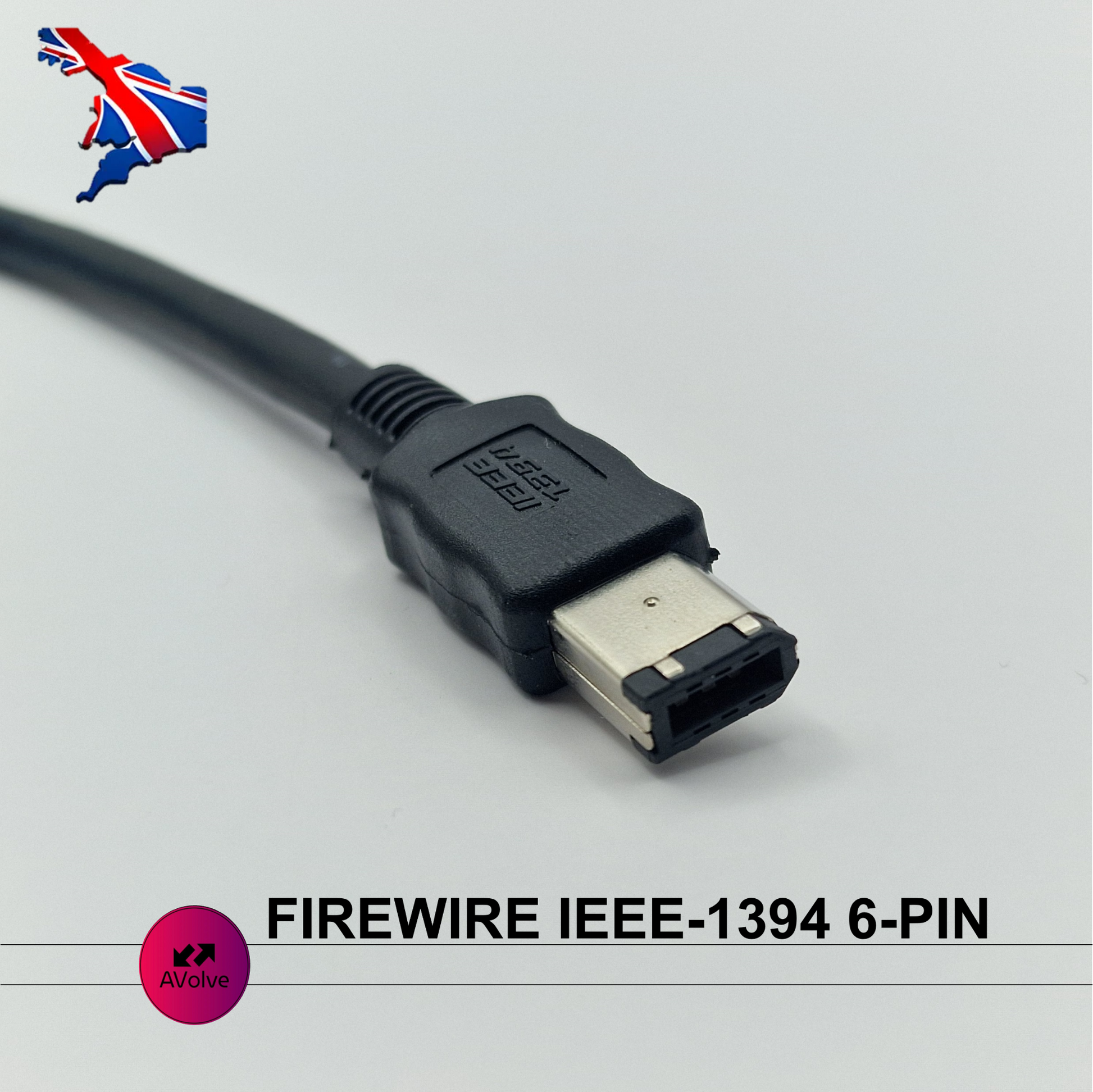 Firewire IEEE-1394 DV Cable 6 to 6 pin PC or Mac 2M 400Mbps 2M UK - AVOLVE