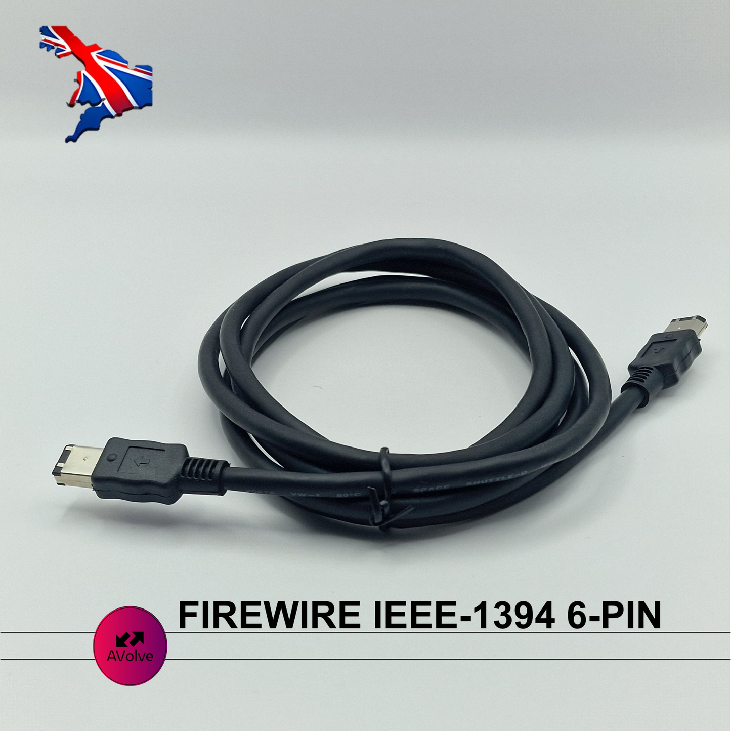 Firewire IEEE-1394 DV Cable 6 to 6 pin PC or Mac 2M 400Mbps 2M UK - AVOLVE