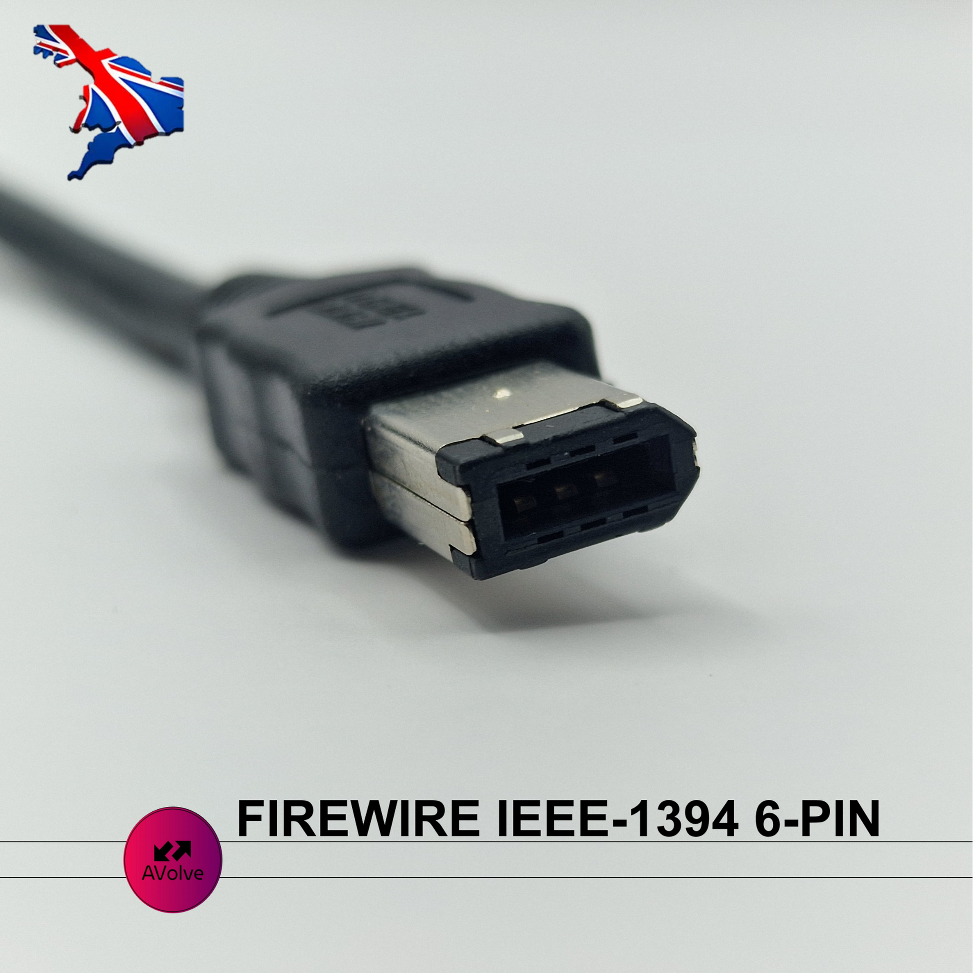 Firewire IEEE-1394 DV Cable 6 to 6 pin PC or Mac 2M 400Mbps 2M UK - AVOLVE