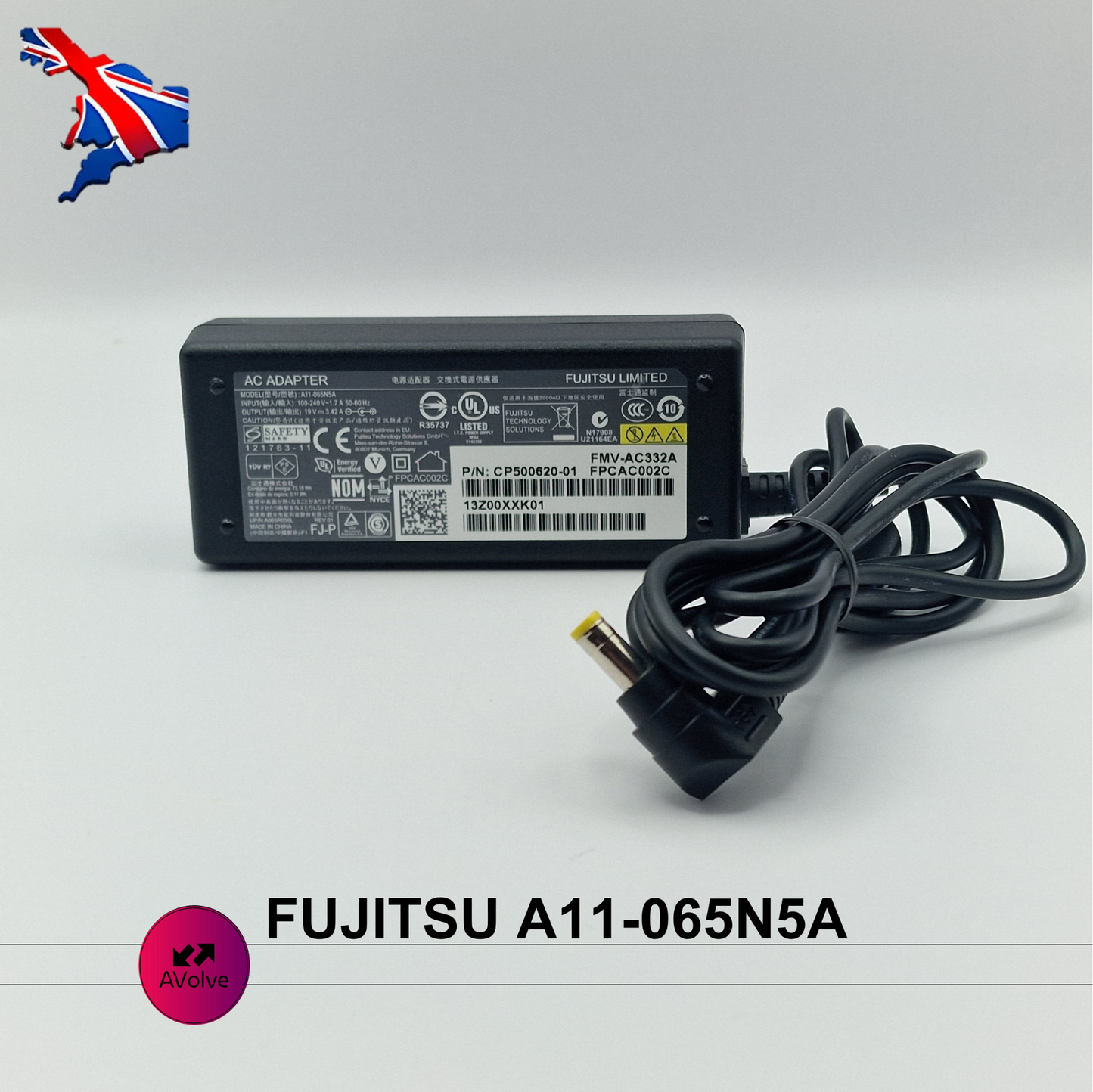 19V 3.42A 65W AC Genuine FUJITSU A11-065N5A CP500620-01 POWER CHARGER ADPATER UK - AVOLVE