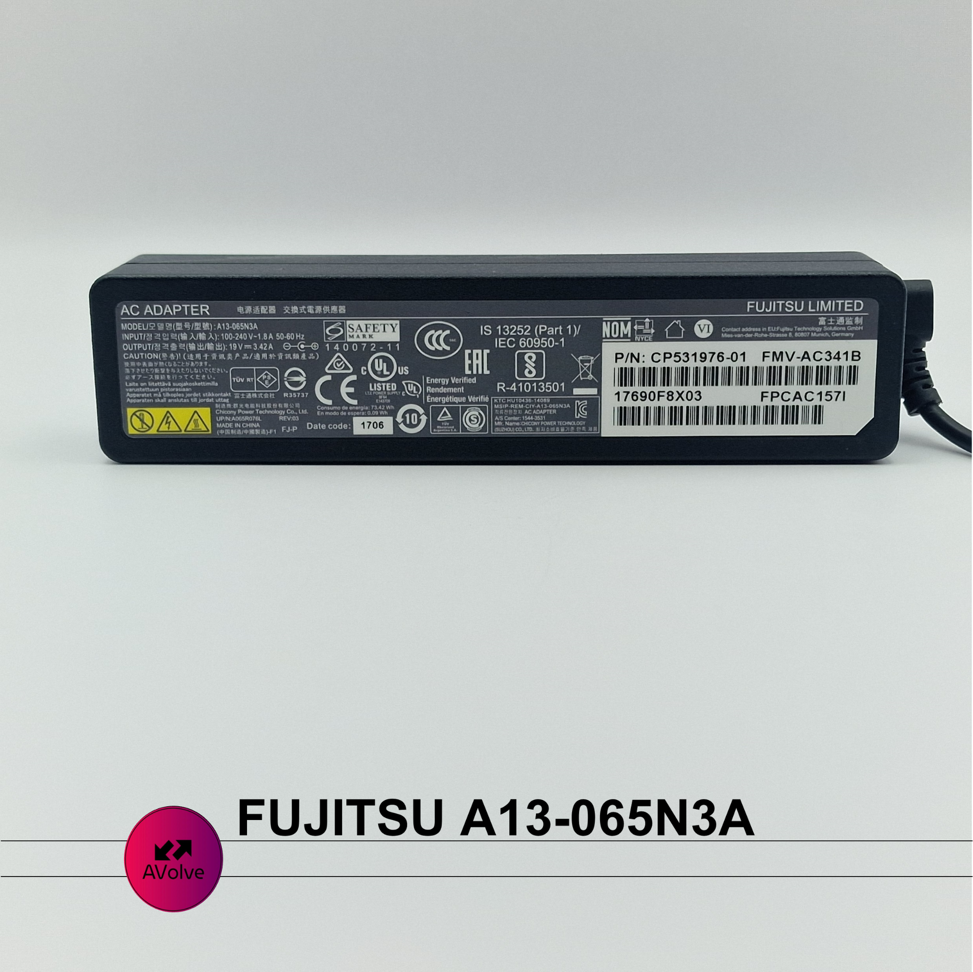 19V 3.42A 65W AC Genuine FUJITSU A13-065N3A CP531971 POWER CHARGER ADPATER UK - AVOLVE