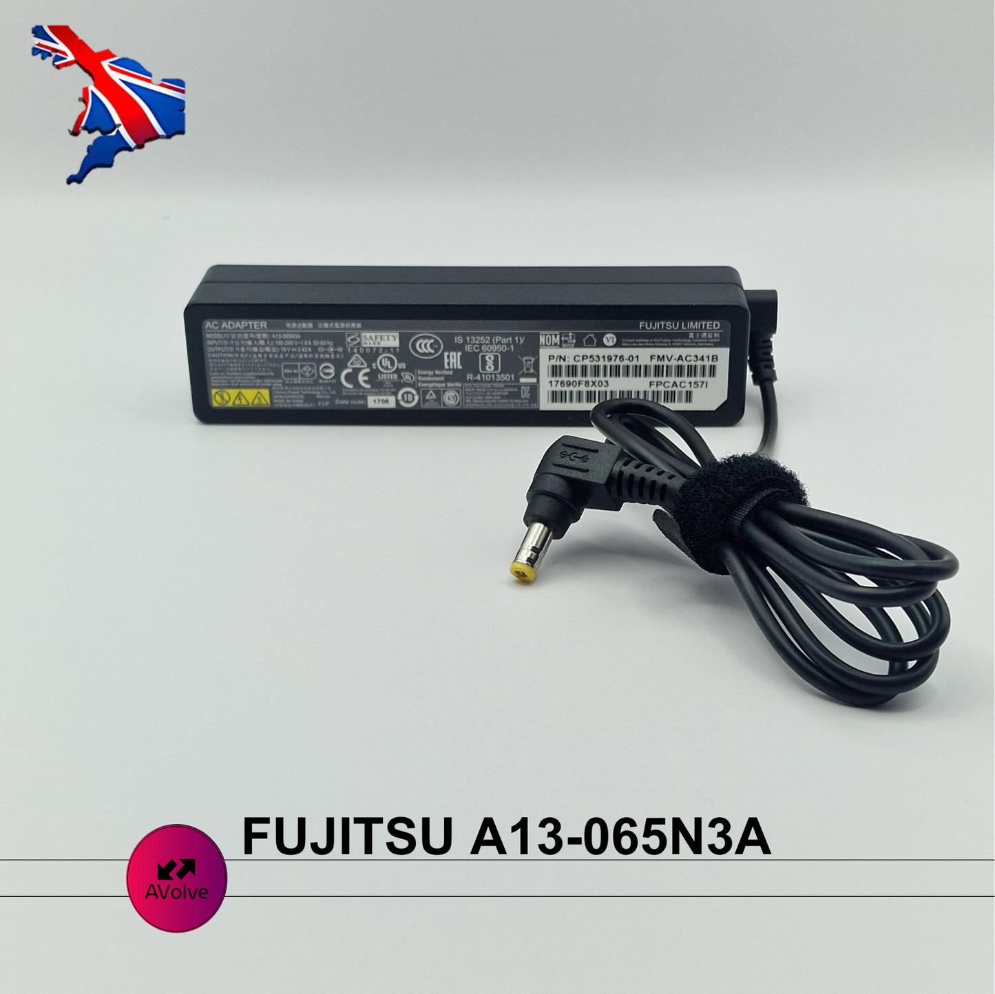 19V 3.42A 65W AC Genuine FUJITSU A13-065N3A CP531971 POWER CHARGER ADPATER UK - AVOLVE