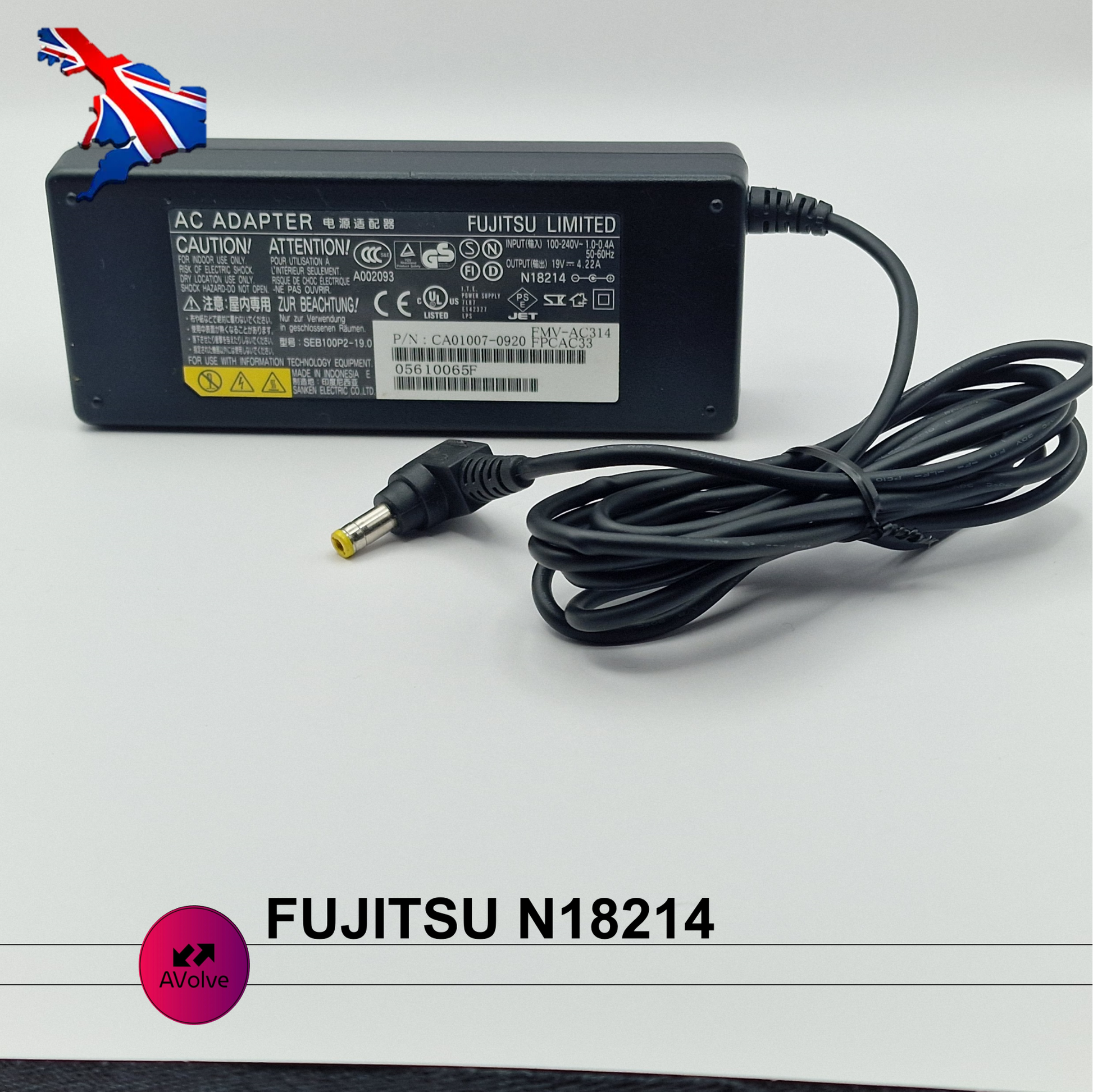 19V 4.22A 80W AC Genuine FUJITSU N18214 CP268388-01 POWER CHARGER ADPATER UK - AVOLVE