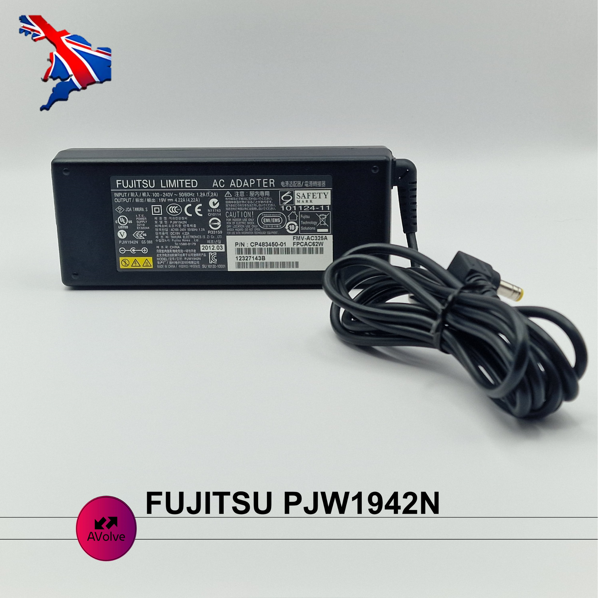 19V 4.22A 80W AC Genuine FUJITSU PJW1942N LIFEBOOK POWER CHARGER ADPATER UK - AVOLVE