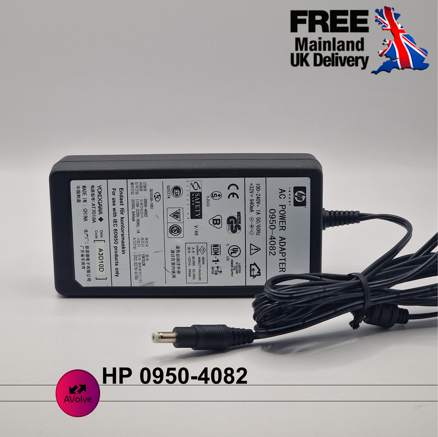 32V 0.94A 30W AC Genuine HP 0950-4082 POWER CHARGER ADPATER UK - AVOLVE