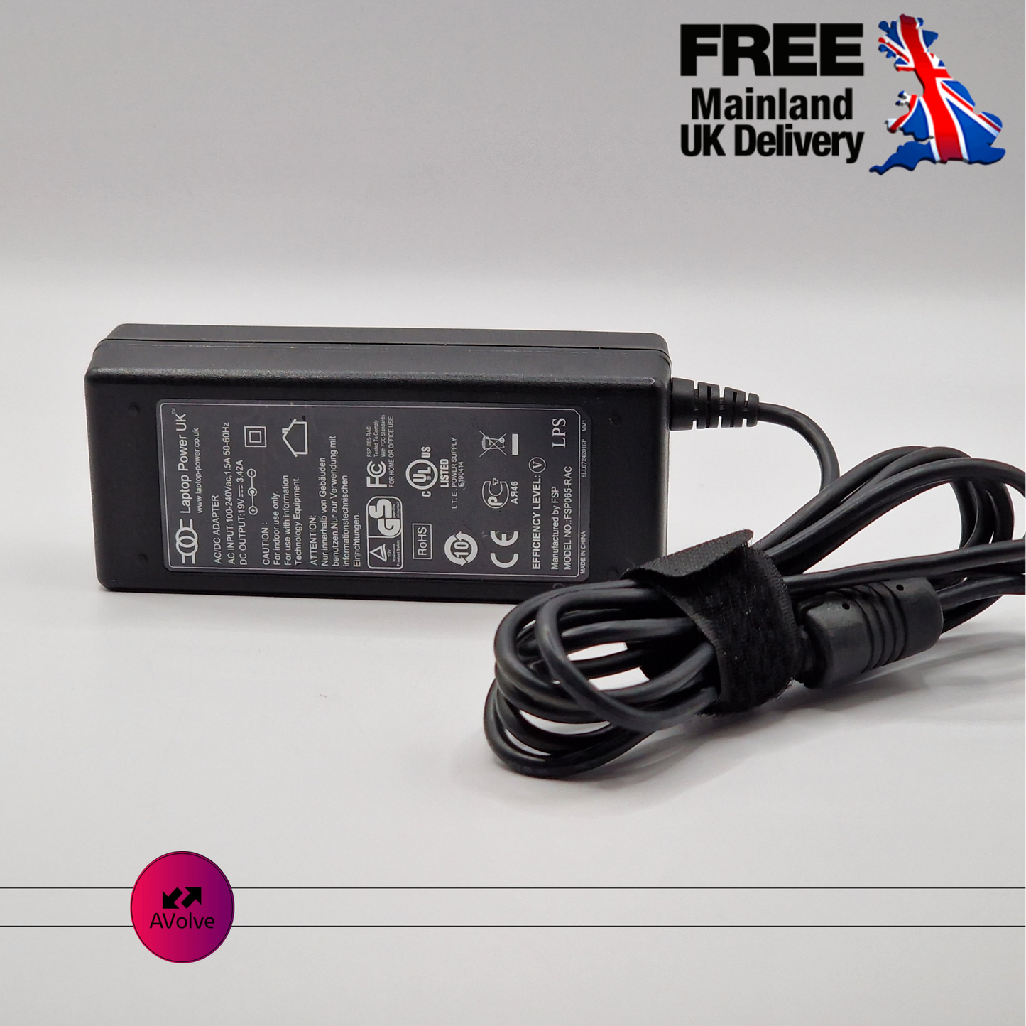 19V 3.42A 65W AC Genuine LAPTOP POWER UK FSP065-RAC POWER CHARGER ADAPTER UK - AVOLVE