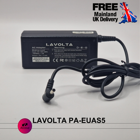 19V 3.42A 65W AC Genuine LAVOLTA PA-EUAS5 POWER CHARGER ADPATER UK POWER SUPPLY - AVOLVE