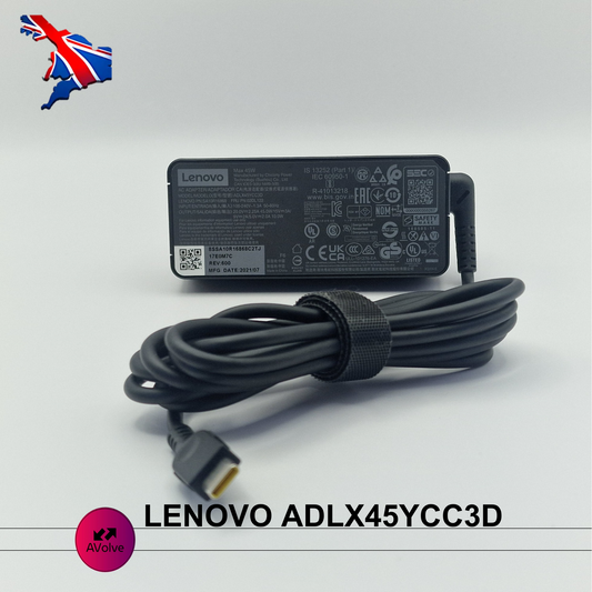 20V 2.25A 45W USB-C AC Genuine Lenovo ADLX45YCC3D POWER CHARGER ADPATER UK - AVOLVE