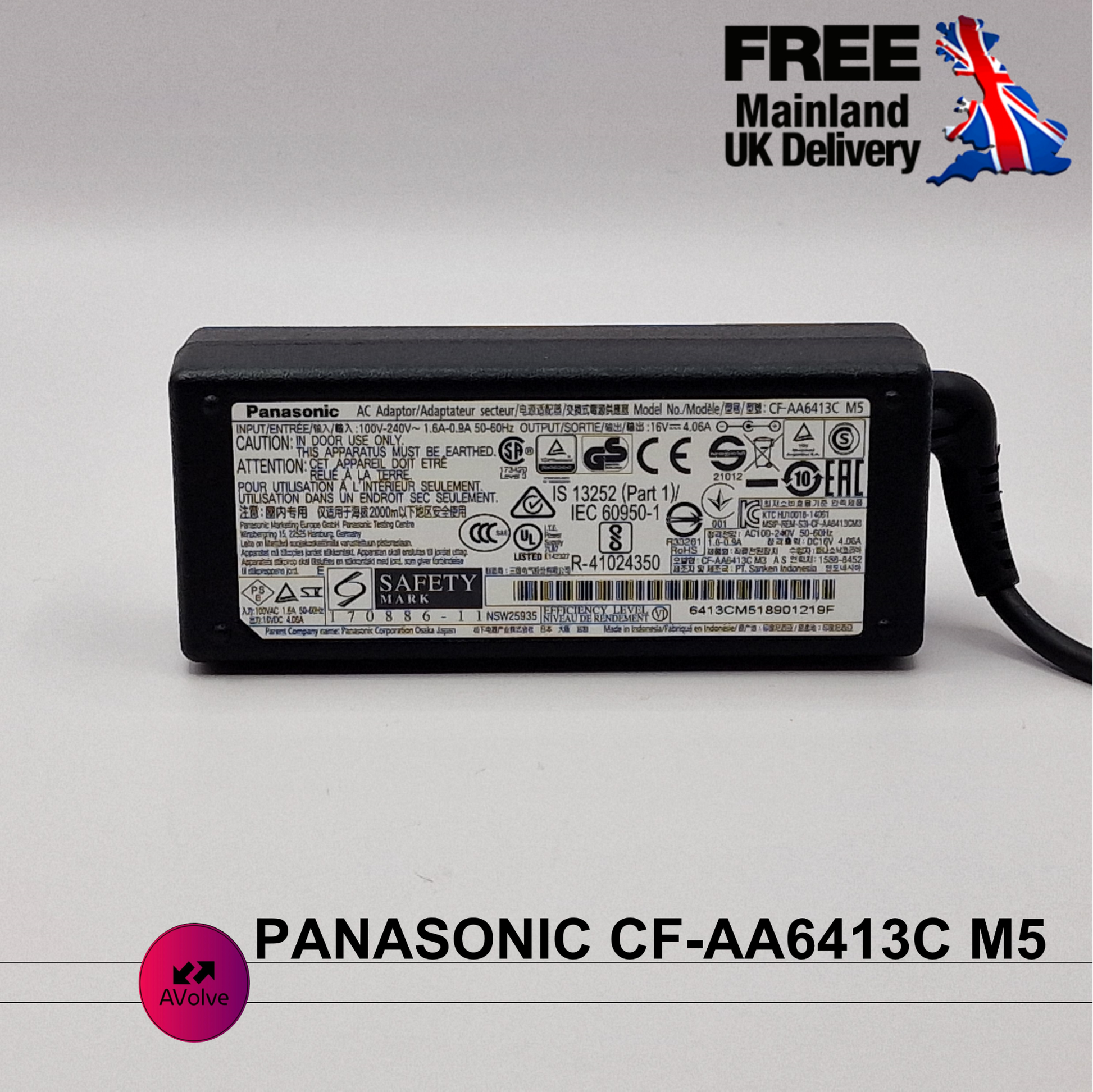 16V 4.06A 65W AC Genuine  PANASONIC CF-AA6413C M5 POWER CHARGER ADPATER UK - AVOLVE