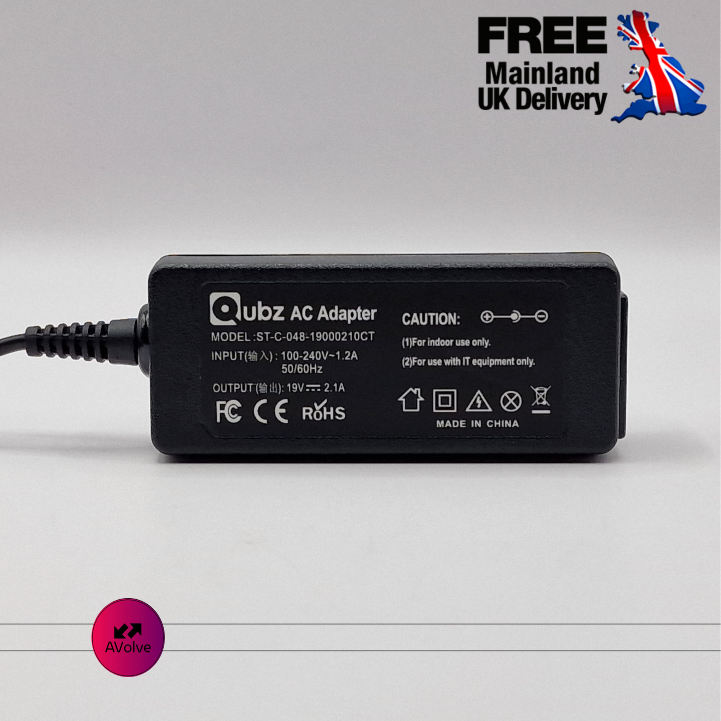 19V 2.1A 40W AC Genuine QUBZ ST-C-048-19000210CT POWER CHARGER ADAPTER UK - AVOLVE