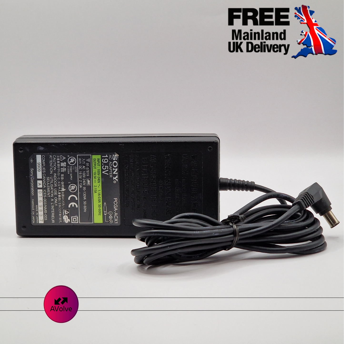 19.5V 2.15A 40W AC Genuine  SONY PCGA-ACX1 POWER CHARGER ADPATER UK - AVOLVE