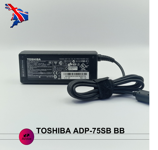 19V 3.95A 75W AC Genuine TOSHIBA ADP-75SB BB POWER CHARGER ADPATER UK - AVOLVE